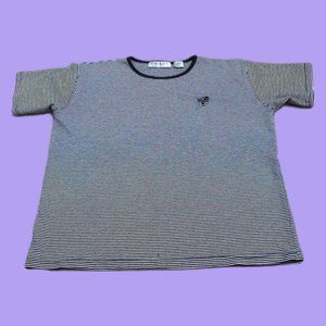 Chaus Womens Shirt Sport Comfort Knit Pullover Tennis Logo Blue/White Stripe Med